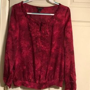 WHBM Red Blouse long Sleeve Size Large.